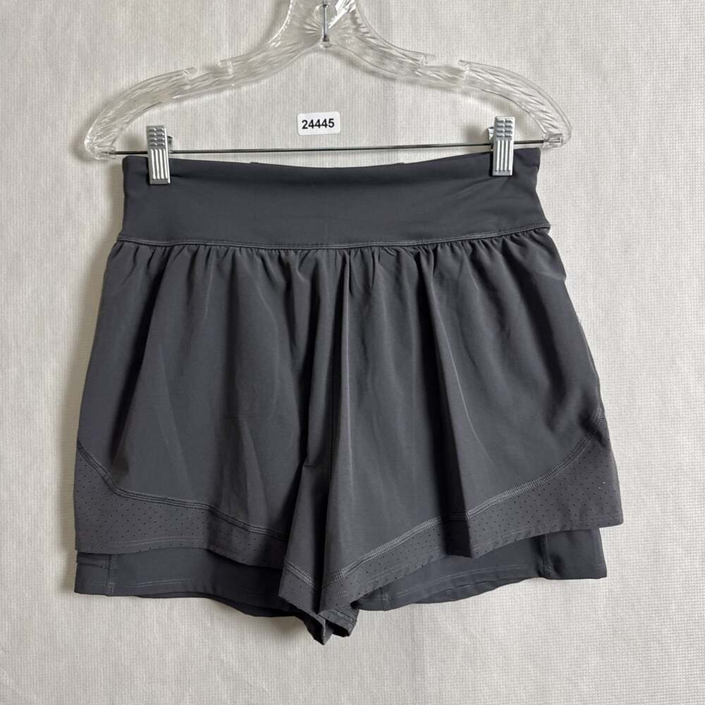 Spanx Women 's Large Gray Polyester 2.5" Inseam Get Moving Shorts Lined Workout